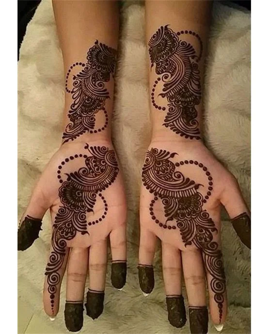 Whimsical Garland Front Hand Mehndi Design Composition
